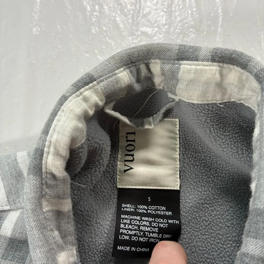 Vuori Range Shirt Jacket Men Small Flannel Snap Fleece Lined Shacket V246 Gray